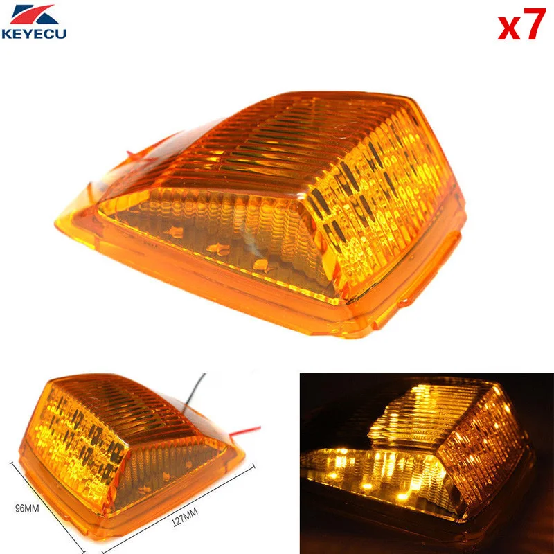 KEYECU 7 упак. Янтарный 17LED крыша бегущий Топ зазор отражатель огни для Kenworth Peterbilt