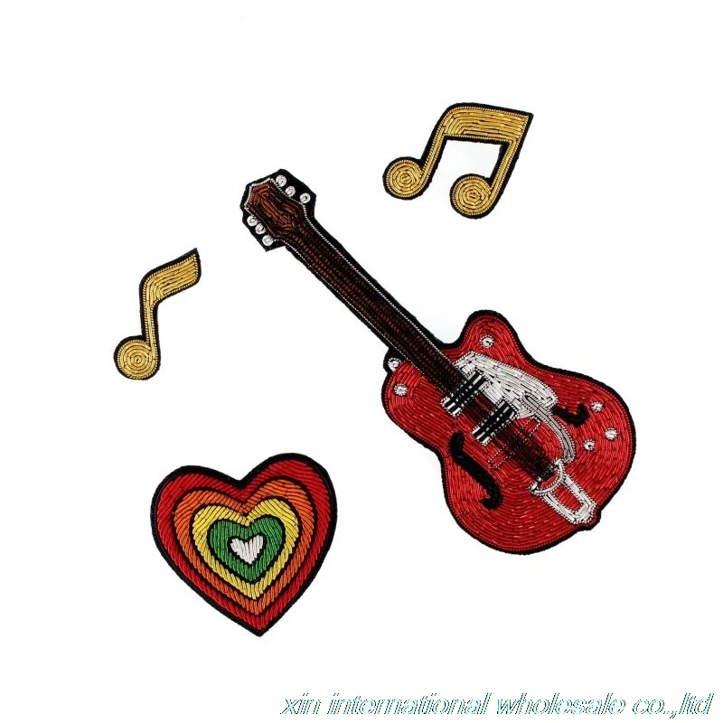 Notes with heart rhythm guitar bigbang Metal silk handmade embroidery badge Fashion creativity badges pins for clothes
Notes with heart rhythm guitar bigbang Metal silk handmade embroidery badge Fashion creativity badges pins for clothes