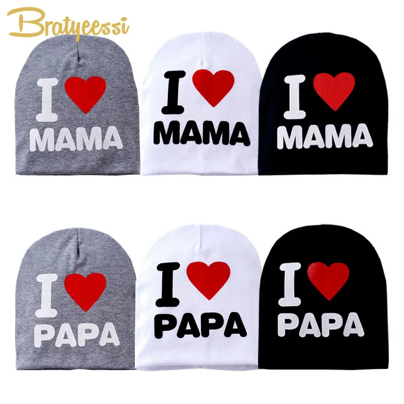 1 шт. Детская Хлопковая Шапка бини с надписью I LOVE PAPA MAMA|infant hat|baby hathats for boys |
