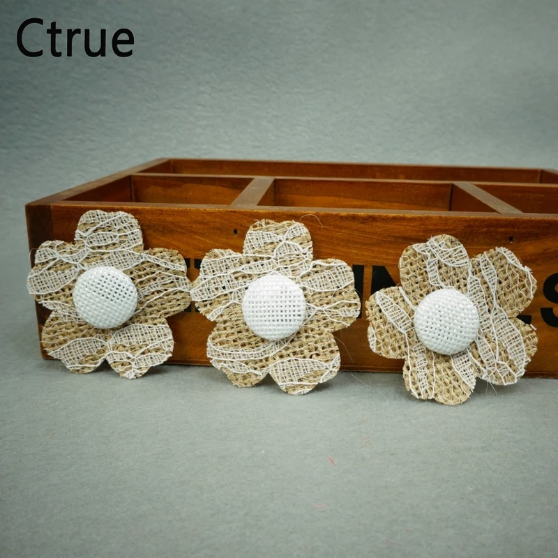 50pcs/lot 5.5cm handmade Natural Jute Burlap Hessian flower with lace DIY craft supplies vintage favor rustic wedding decoration
50pcs/lot 5.5cm handmade Natural Jute Burlap Hessian flower with lace DIY craft supplies vintage favor rustic wedding decoration