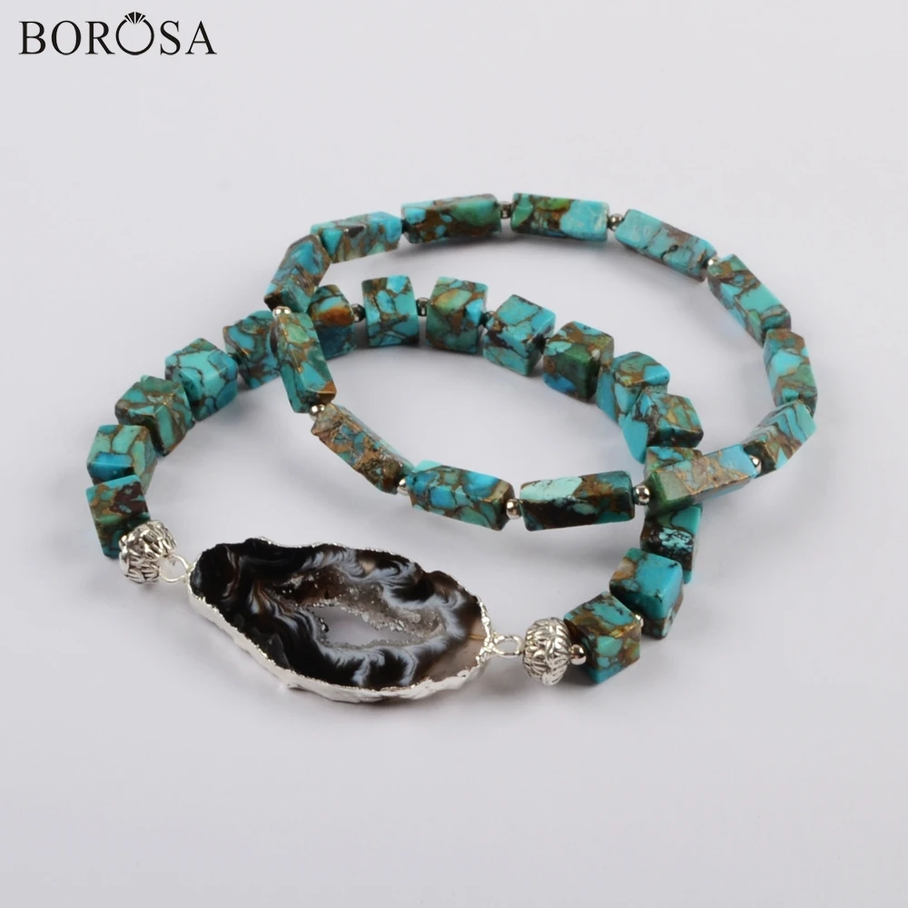 BOROSA Natural Onyx Agates Drusy Bracelets Charms Geometric Turquoises Blue Stones Beaded Bracelets Set for Women Men G1825
BOROSA Natural Onyx Agates Drusy Bracelets Charms Geometric Turquoises Blue Stones Beaded Bracelets Set for Women Men G1825