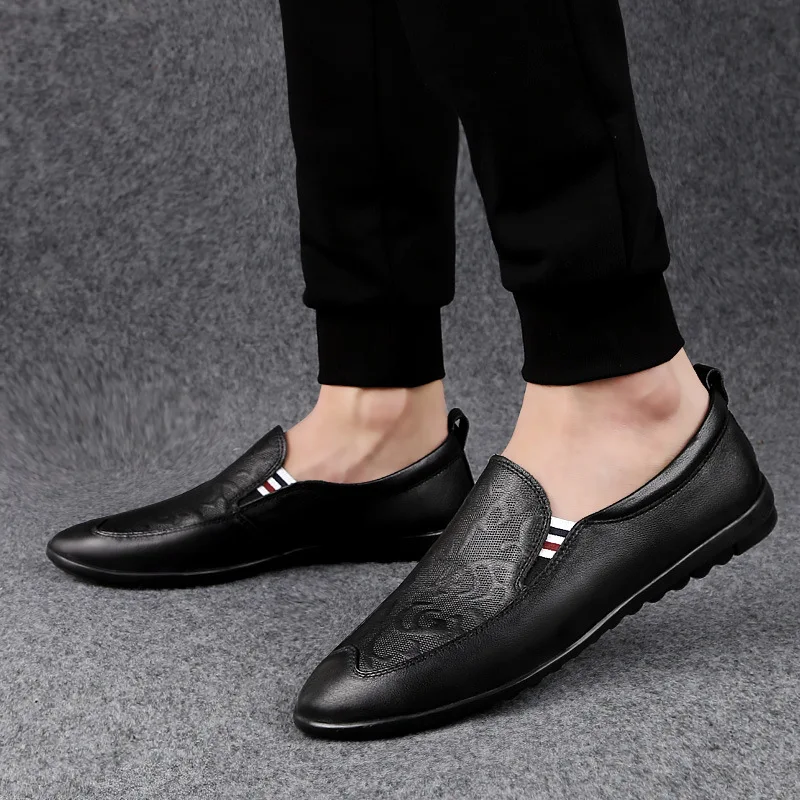 NPEZKGC High quality Classic Comfortable Men Casual Shoes Loafers Men Shoes Quality Split Leather Shoes Men Flats Hot Sale