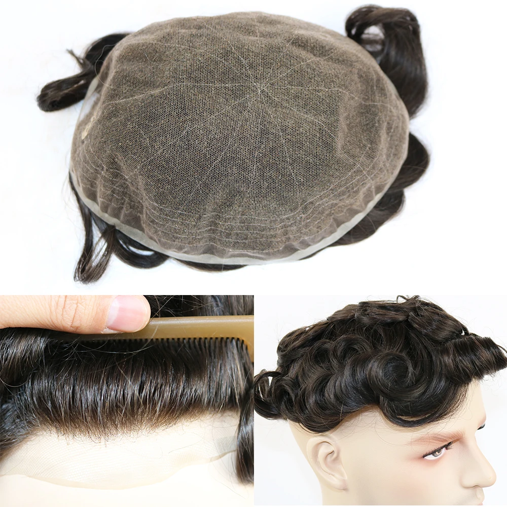 Выбеленные узлы everшелковистые Человеческие волосы Remy для мужчин с мягким тонким