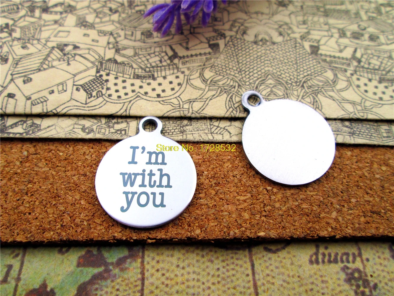 

20pcs--stainless steel charms"I'm with you"5 style for choosing DIY Charms Pendants