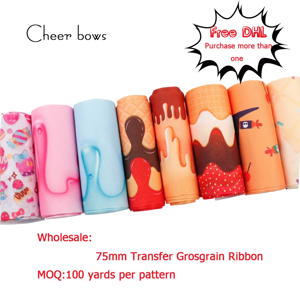Wholesale Grosgrain Ribbon Colorful Cream Printed Transfer 75mm Ribbon DIY Hair Bow Accessories Ribbon For Crafts 100yards
Wholesale Grosgrain Ribbon Colorful Cream Printed Transfer 75mm Ribbon DIY Hair Bow Accessories Ribbon For Crafts 100yards