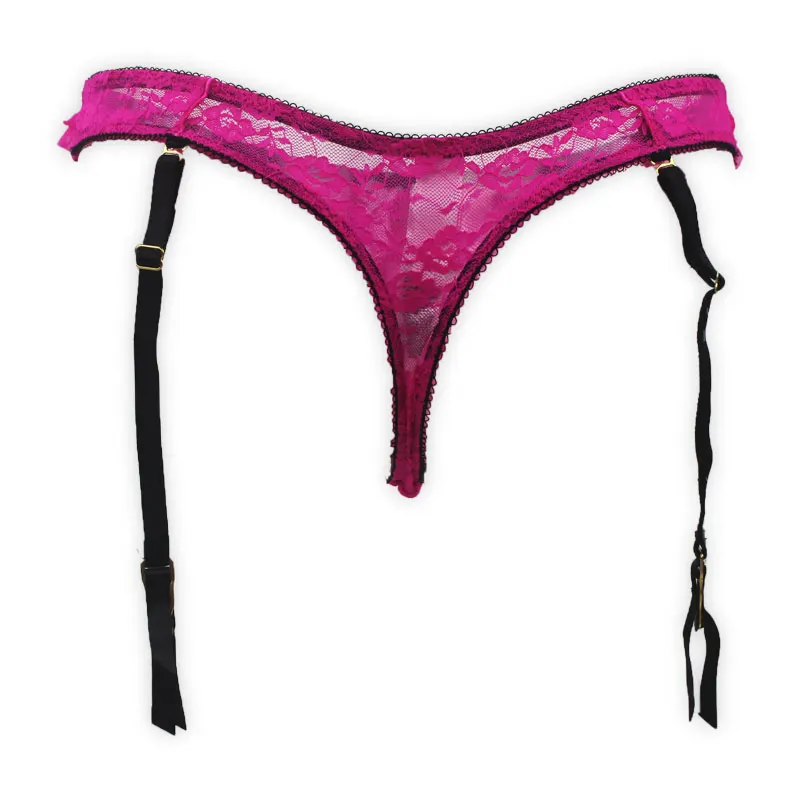Lastest Fashion Rose Lace Gauze Removable Straps Women/Female/Lady Garter Belt With Thong for Stocking Suspender Lingerie GA1022 | Женская