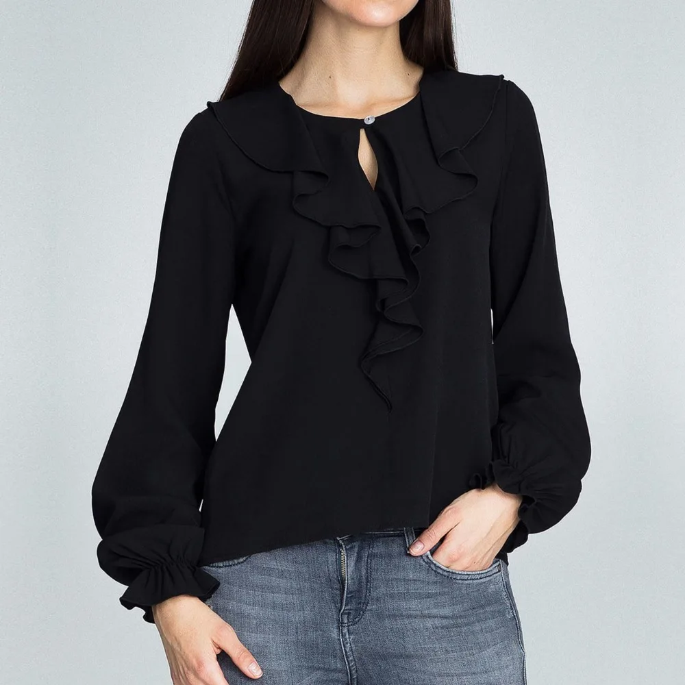 Summer Chiffon Blouses Women's Shirts Black Tops Ruffled Collar Long Butterfly Sleeve Thin Sexy Female Blusas Plus Size S-3XL
Summer Chiffon Blouses Women's Shirts Black Tops Ruffled Collar Long Butterfly Sleeve Thin Sexy Female Blusas Plus Size S-3XL