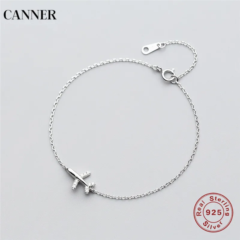 Женский браслет Canner из стерлингового серебра 925 пробы с кристаллами и самолетом