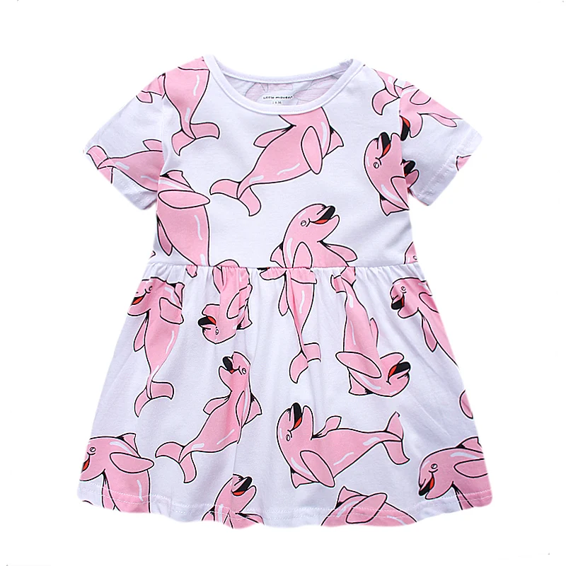 Baby Girls Short Sleeve Dress 100% Cotton Summer O-neck Children Casual Pink Dolphin Cartoon Pattern Dress kid Toddler Clothing
Baby Girls Short Sleeve Dress 100% Cotton Summer O-neck Children Casual Pink Dolphin Cartoon Pattern Dress kid Toddler Clothing