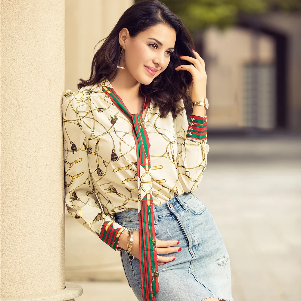 Women Spring Autumn Floral Print Chiffon Blouse Sexy V-Neck Striped Black Bow Office Shirt Elegant Female Casual Work Tops 5XL
Women Spring Autumn Floral Print Chiffon Blouse Sexy V-Neck Striped Black Bow Office Shirt Elegant Female Casual Work Tops 5XL