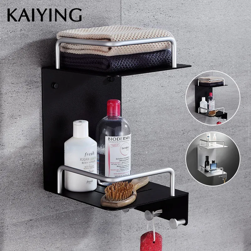 KAIYING Aluminum Bathroom Corner Shelf Basket Wall Mounted Cosmetic Storage Rack With Double Layer Households Rack,Black/Silver
KAIYING Aluminum Bathroom Corner Shelf Basket Wall Mounted Cosmetic Storage Rack With Double Layer Households Rack,Black/Silver