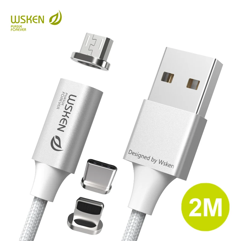 2 м WSKEN Lite Магнитный зарядный кабель USB type C Micro быстрая зарядка для провод|Кабели