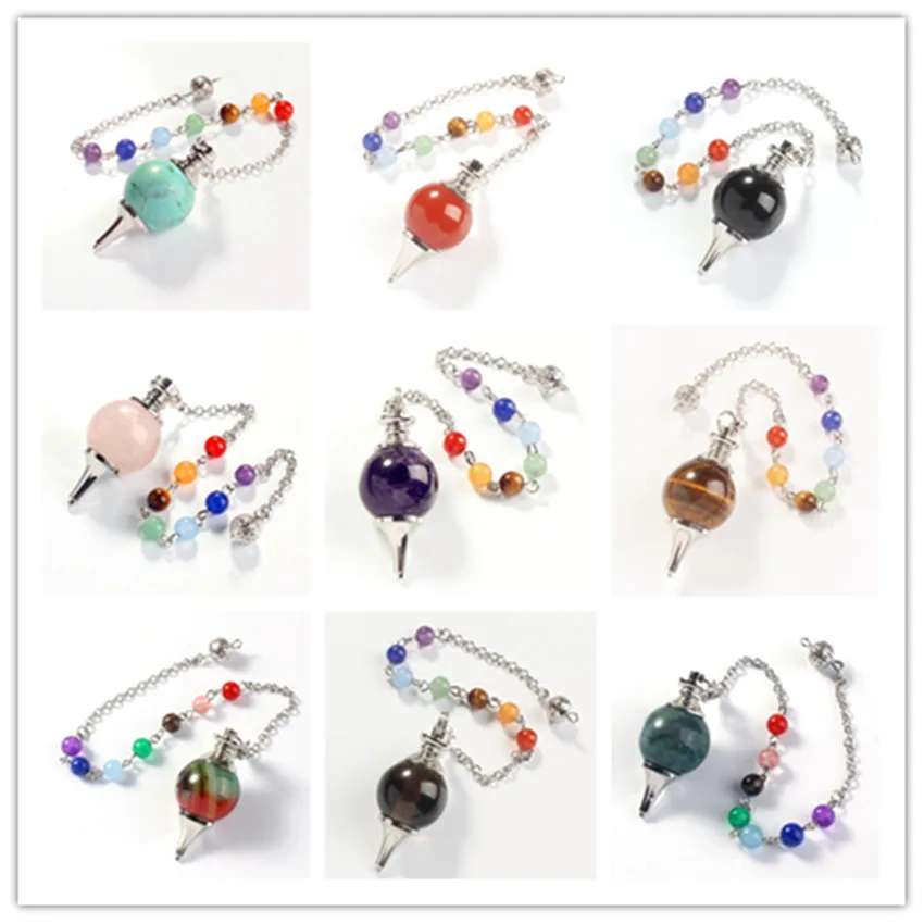100-Unique 1 Pcs Silver Plated Many Color Quartz with Stone Beads Chain Dowsing Pendulum Pendant Chakra Jewelry
100-Unique 1 Pcs Silver Plated Many Color Quartz with Stone Beads Chain Dowsing Pendulum Pendant Chakra Jewelry