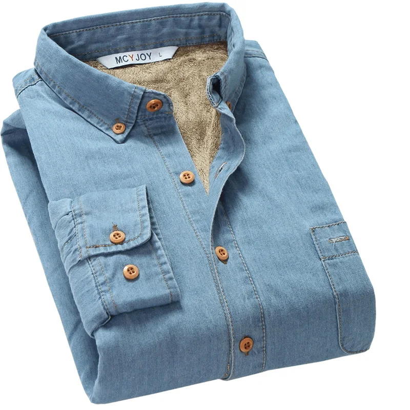 New style Plus velvet long sleeve denim cotton shirt men warm thick shirts men brand clothing with cashmere chemise 4XL
New style Plus velvet long sleeve denim cotton shirt men warm thick shirts men brand clothing with cashmere chemise 4XL