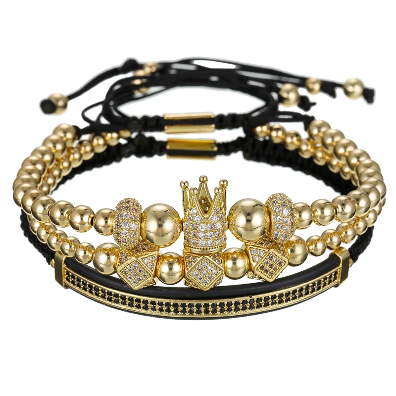 3pc/set wedding Bracelet men women luxury copper beads pave cz zircon gold wheel crown charms bracelet sets accessaries jewelry
3pc/set wedding Bracelet men women luxury copper beads pave cz zircon gold wheel crown charms bracelet sets accessaries jewelry