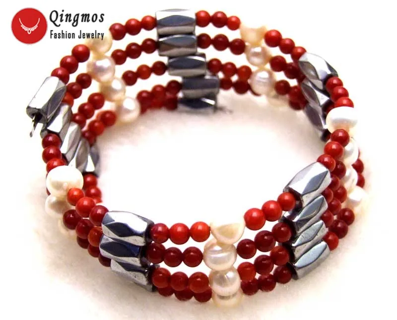 Qingmos Natural Coral Bracelet for Women with Red Coral & White Hematite Magnetic & Pearl Necklace Bracelet Jewelry 29'' n6060
Qingmos Natural Coral Bracelet for Women with Red Coral & White Hematite Magnetic & Pearl Necklace Bracelet Jewelry 29'' n6060