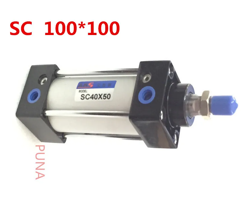 Фото 100 мм диаметр ход 1/2 &quotbsp Стандартный Пневматический воздушный цилиндр SC 100*100 100x100