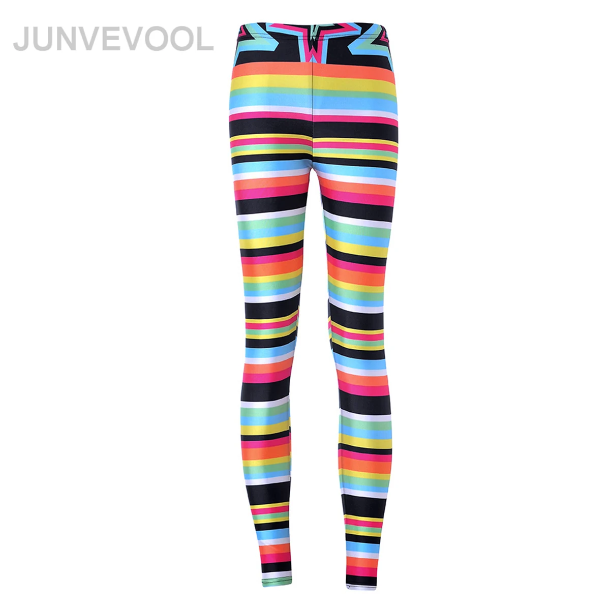 Colorful Patchwork Digital Printing Women Leggings Striped Sexy Casual Vintage Elastic Skinny Pants Ladies Bodycon Pencil | Женская