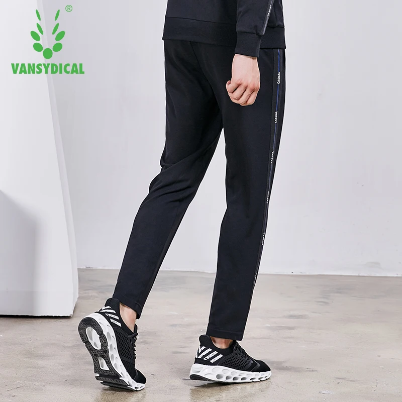 Vansydical зимние спортивные штаны для бега мужские с принтом ленты спортзала длинные