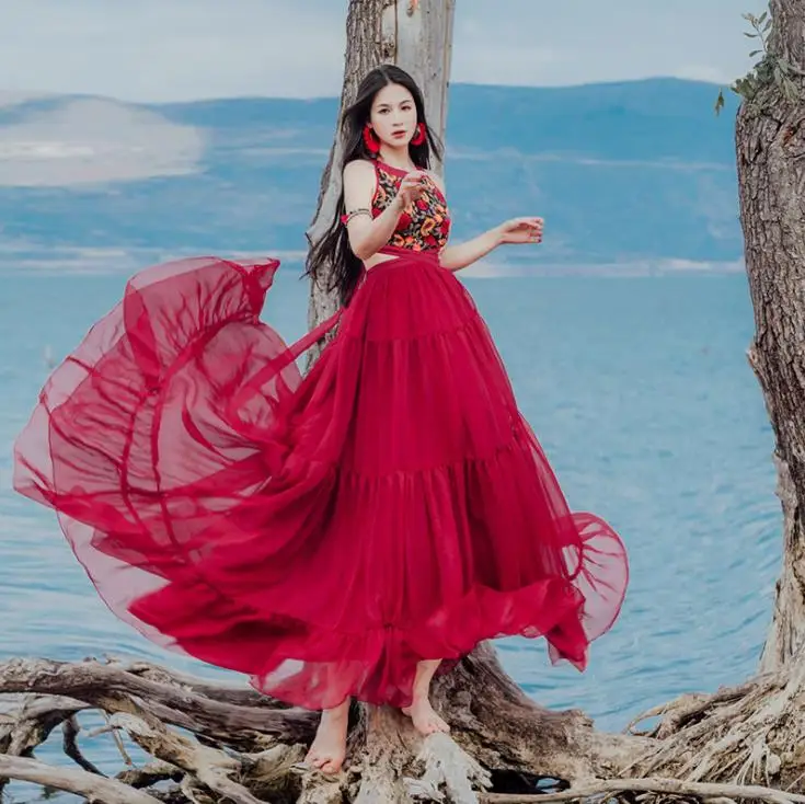 Holiday Halter Sleeveless Red Long Dress Embroidery Swing Boho Long Dresses Robe Longue Femme Vestidos
Holiday Halter Sleeveless Red Long Dress Embroidery Swing Boho Long Dresses Robe Longue Femme Vestidos