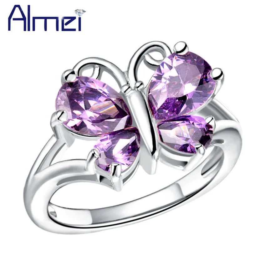 Almei Butterfly Cute Jewelry Ring Set For Women Ladies Silver with Purple/White Crystal CZ Stone Animal Rings 2017 T234
Almei Butterfly Cute Jewelry Ring Set For Women Ladies Silver with Purple/White Crystal CZ Stone Animal Rings 2017 T234