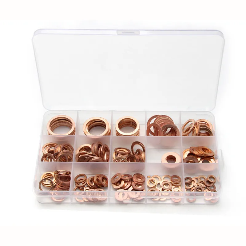 250PCS M5/6/8/10/12/14/16/18 Flat Ring Washer Gasket Solid Copper Crush Spacer Oil Brake Sealing Kit For Hardware Accessories
250PCS M5/6/8/10/12/14/16/18 Flat Ring Washer Gasket Solid Copper Crush Spacer Oil Brake Sealing Kit For Hardware Accessories