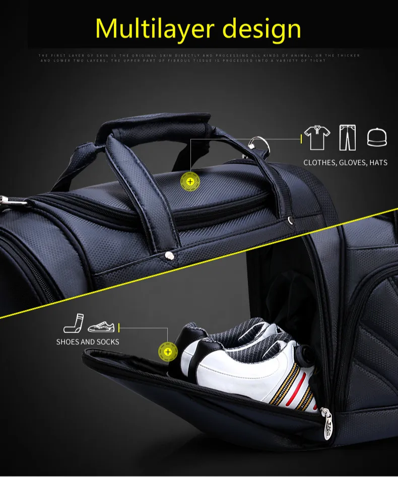 2018 PGM Golf Clothes bag Men's PU Ball Package Multi-functional Clothes Bag Super Capacity Ultralight Wear-resisting golf bag
2018 PGM Golf Clothes bag Men's PU Ball Package Multi-functional Clothes Bag Super Capacity Ultralight Wear-resisting golf bag