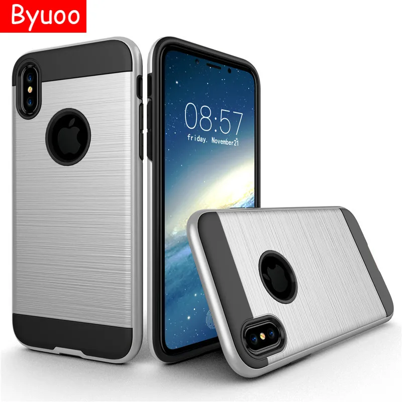 Чехол Byuoo для Apple IPhone X углеродное волокно матовый провод ТПУ полное покрытие