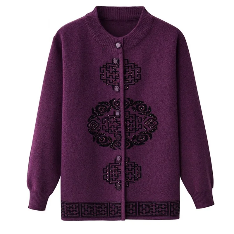 Middle aged Women's knitted sweater Cardigan jacket Spring autumn Printed sweater Plus size Loose female sweater OKXGNZ 1683
Middle aged Women's knitted sweater Cardigan jacket Spring autumn Printed sweater Plus size Loose female sweater OKXGNZ 1683