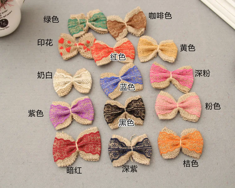 

5 шт./лот, разноцветный льняной галстук-бабочка, для обуви и шляп, для самостоятельного изготовления кружева, аксессуары для галстука-бабочк...