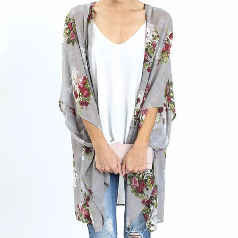 New Womens Boho Floral Loose Blouse Open Stitch Tops Lady Floral Print Chiffon Cardigan Kimono Summer Beachwear Black Gray Shirt
New Womens Boho Floral Loose Blouse Open Stitch Tops Lady Floral Print Chiffon Cardigan Kimono Summer Beachwear Black Gray Shirt