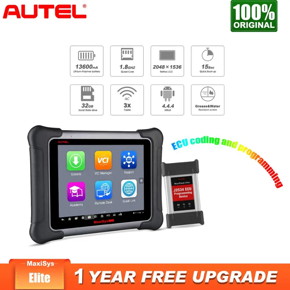 Autel MaxiSys Elite диагностический инструмент J2534 ECU кодирование и программирование Obd2