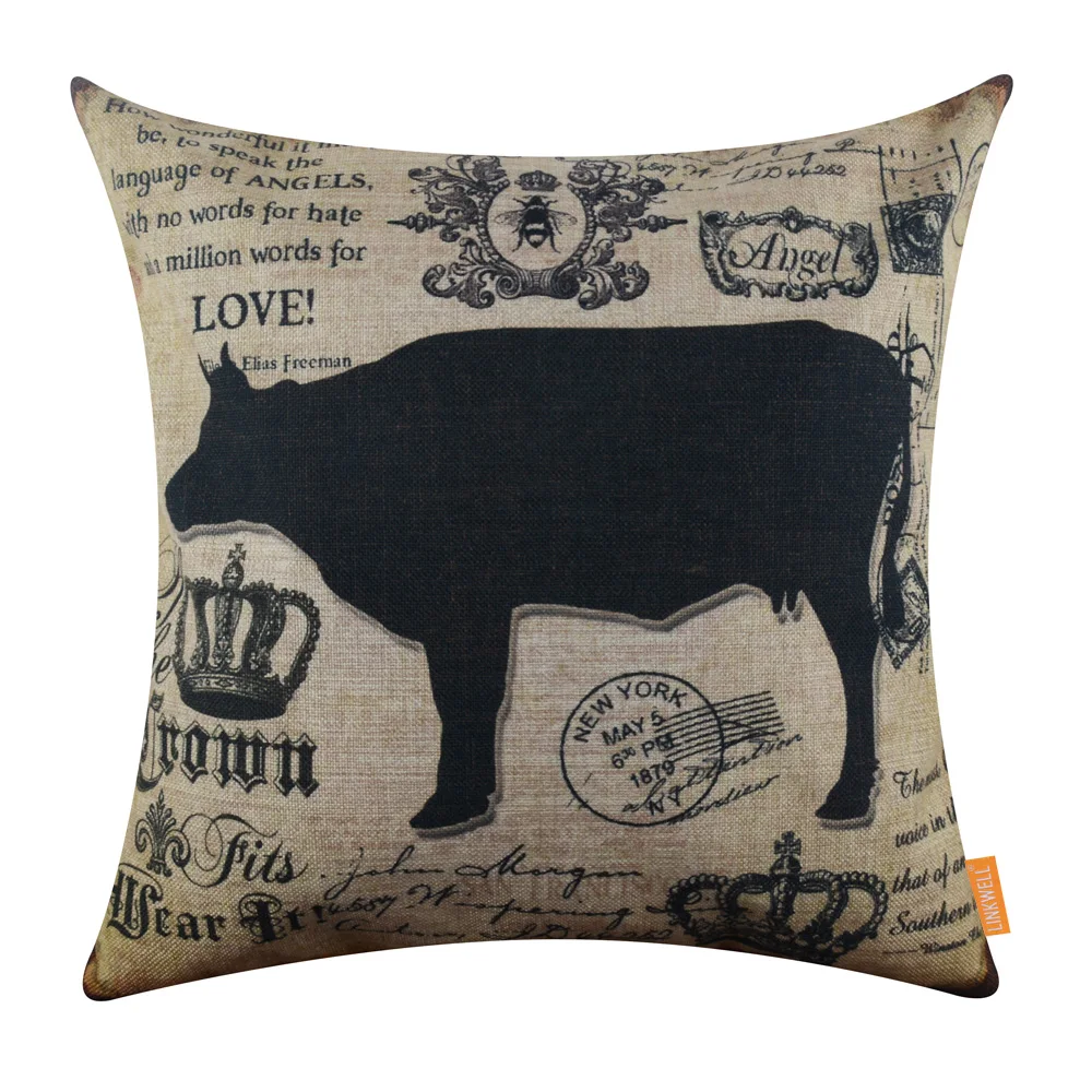 LINKWELL 45x45cm American Country Farm Series Cow Bee Crown in Black Countryside Home Decor Pillowcase Burlap Cushion Cover
LINKWELL 45x45cm American Country Farm Series Cow Bee Crown in Black Countryside Home Decor Pillowcase Burlap Cushion Cover