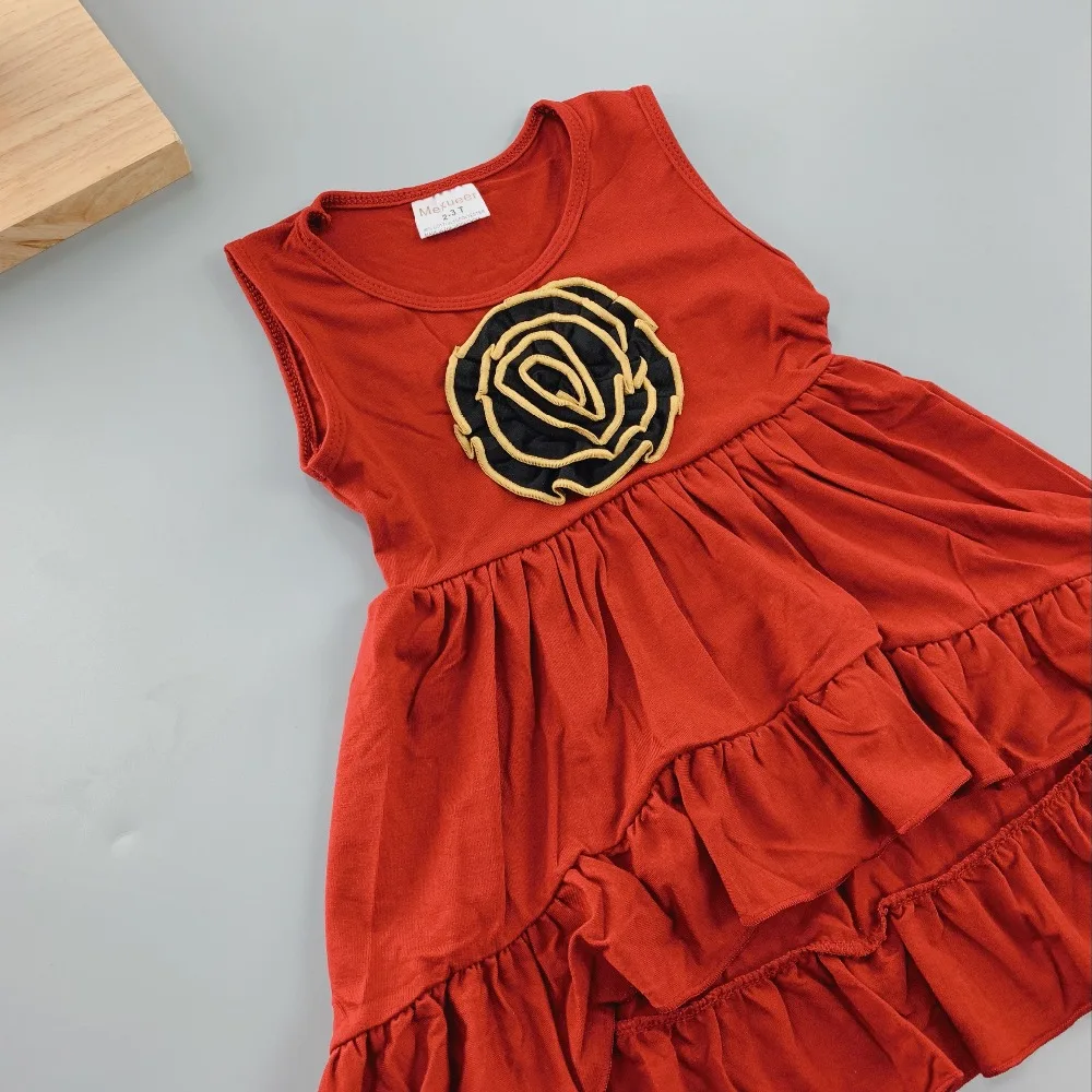 Платье для девочек темно-красная рубашка без рукавов большая грудь из трикотажа