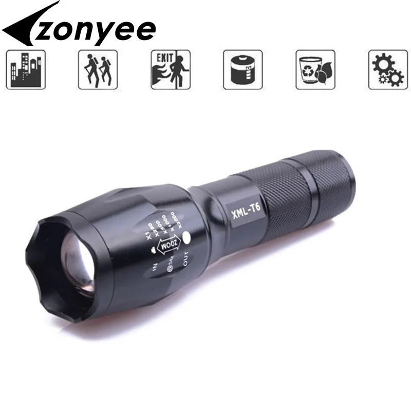 Zonyee E17 XML-T6 3800LM Luminaria Алюминиевый Водонепроницаемый CREE светодиодный фонарик для