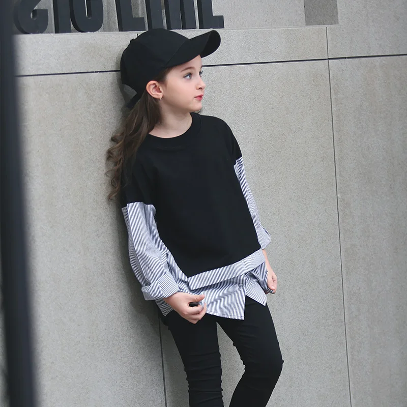 Teenage Girls' T-shirt Pullover Casual Spring Autumn Tee with Stripe Black White
Teenage Girls' T-shirt Pullover Casual Spring Autumn Tee with Stripe Black White