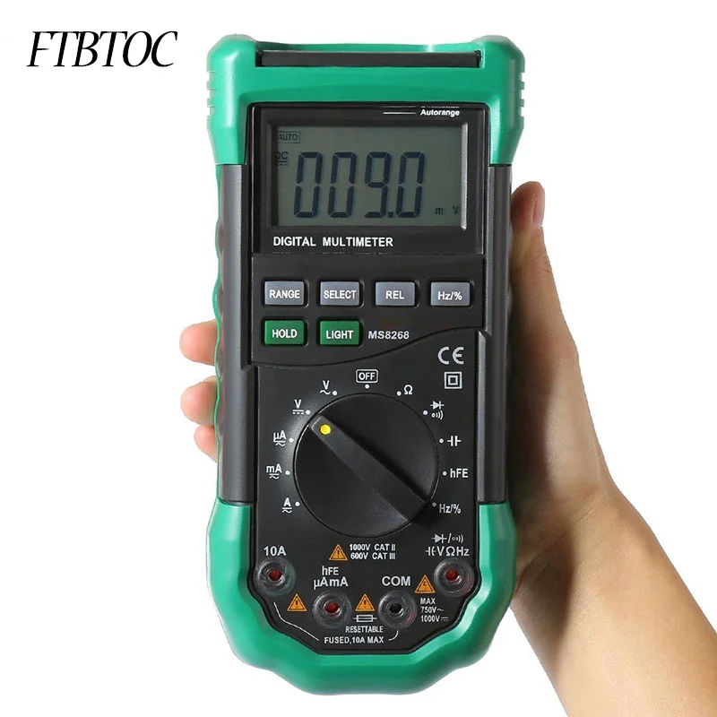 MASTECH MS8268 Digital Multimeter Auto Range Protection Ac/dc Ammeter Voltmeter Ohm Frequency Electrical Tester Diode Detector
MASTECH MS8268 Digital Multimeter Auto Range Protection Ac/dc Ammeter Voltmeter Ohm Frequency Electrical Tester Diode Detector