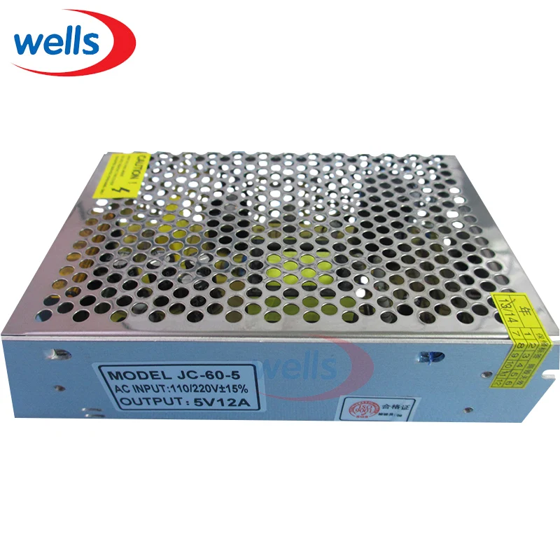 AC DC 5V 12A 60 Вт Питание 120/240V для Светодиодные ленты светильник CCTV Дисплей адаптер