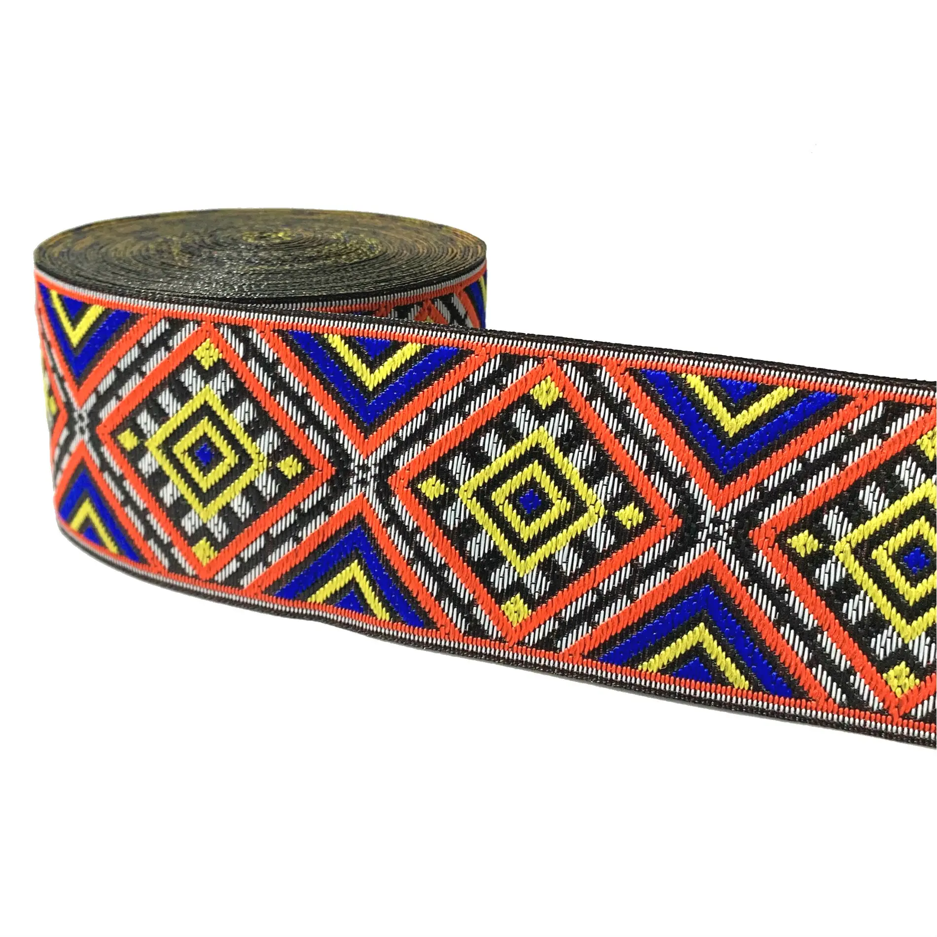 ZERZEEMOOY 50MM 7YARD White Blue Yellow Orange Geometric Jacquard Ribbon With Black Background MZZD19051510
ZERZEEMOOY 50MM 7YARD White Blue Yellow Orange Geometric Jacquard Ribbon With Black Background MZZD19051510