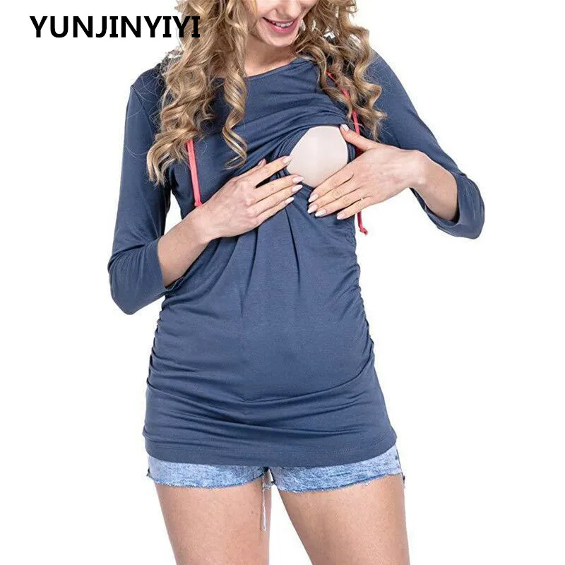YUNJINYIYI женские футболки для беременных и кормящих мам Одежда грудного