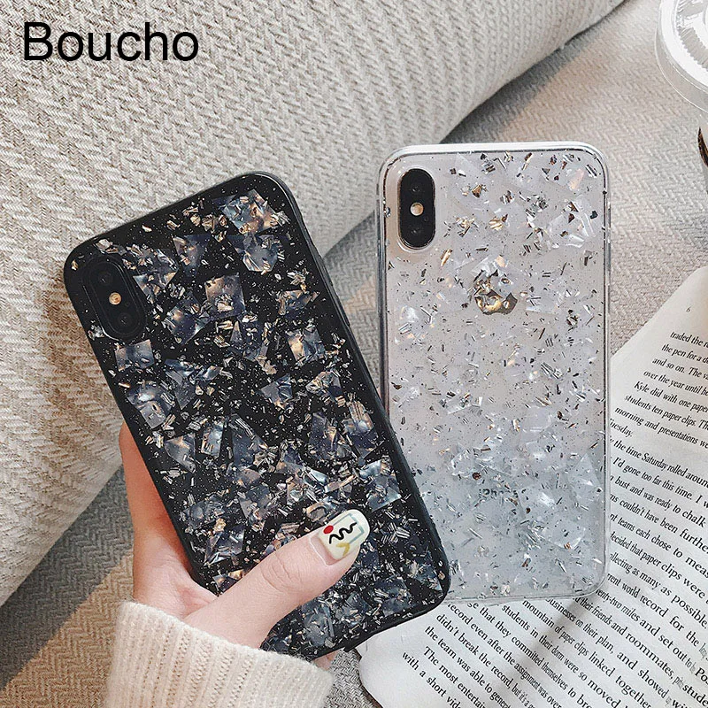 Boucho модный серебряный чехол из фольги для iphone XS MAX Apple X XR 6 6s 7 8 Plus прекрасные