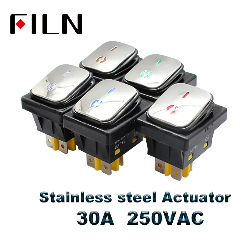 on off 30A 250v heavy duty 4 pin t85 IP67 sealed waterproof rocker switch with led 12V 24V 110V 220V 380V Stainless Steel
on off 30A 250v heavy duty 4 pin t85 IP67 sealed waterproof rocker switch with led 12V 24V 110V 220V 380V Stainless Steel