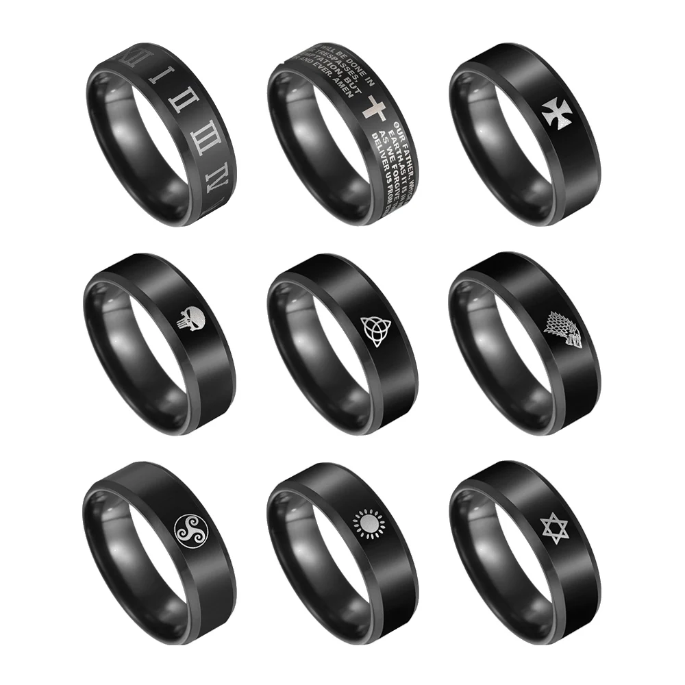 Tungsten Винтажное кольцо с узлом для мужчин черного цвета из нержавеющей стали в