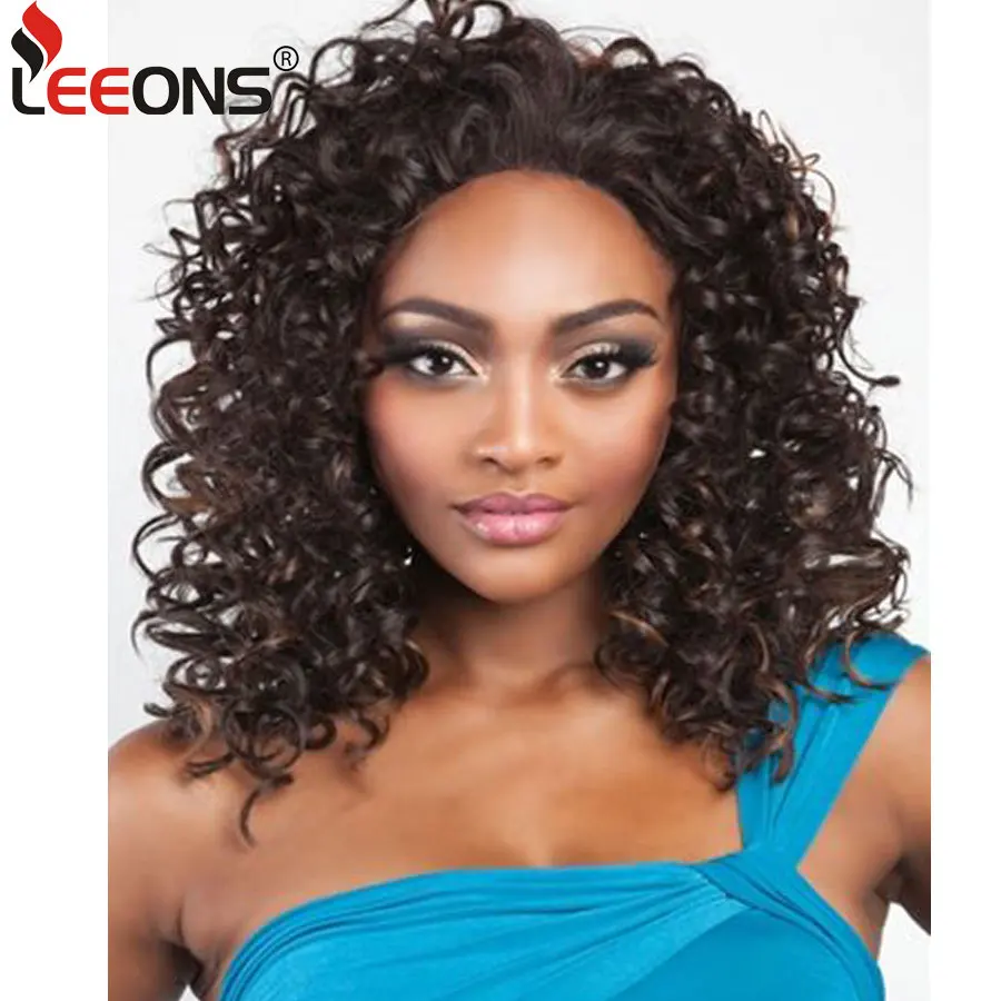 Leeons Womens Wigs Synthetic Wig Curly Best Quality High Temeperature Fiber False Fake Hair For Sale 16Inch Black Brown Red | Шиньоны и