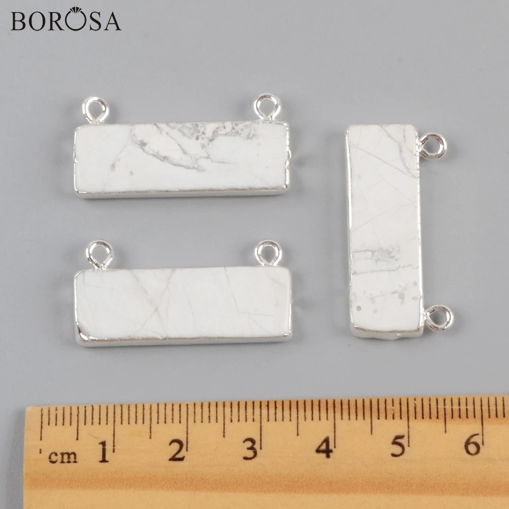 BOROSA Design 10Pcs Rectangle Silver Color White Turquoises Connector Howlite Stone Connectors Jewelry Findings S1832
BOROSA Design 10Pcs Rectangle Silver Color White Turquoises Connector Howlite Stone Connectors Jewelry Findings S1832