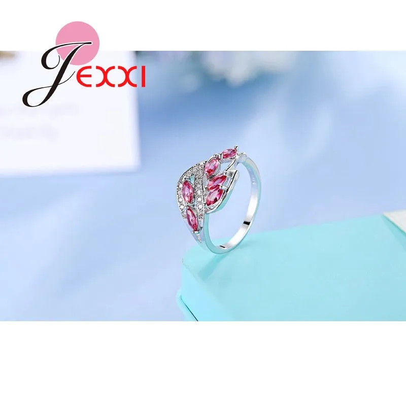 Fuchsia Fashion Ring 925 Sterling Silver Women/Girl Hollow Charming Wedding Rings Wholesale Price Shiny Cubic Zirconia | Украшения