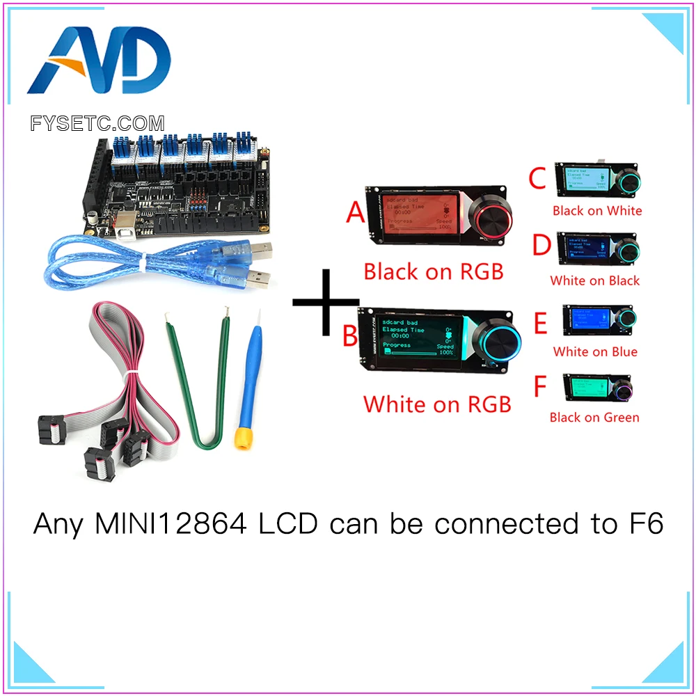 FYSETC F6 V1.3 ALL-in-one Mainboard + MINI12864 LCD Display mini 12864 Screen + 6pcs TMC2130 V1.2 Stepper Motor Driver For SPI
FYSETC F6 V1.3 ALL-in-one Mainboard + MINI12864 LCD Display mini 12864 Screen + 6pcs TMC2130 V1.2 Stepper Motor Driver For SPI