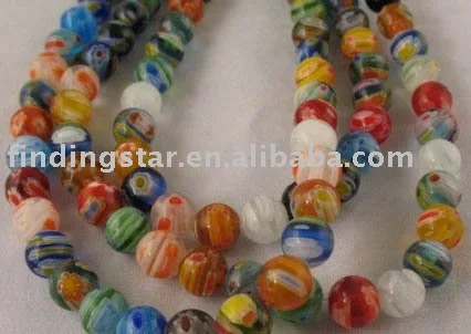 Стеклянные бусины milleflower 10 нитей Круглые 8 мм M711|glass beads round|glass beadsmillefiori glass |