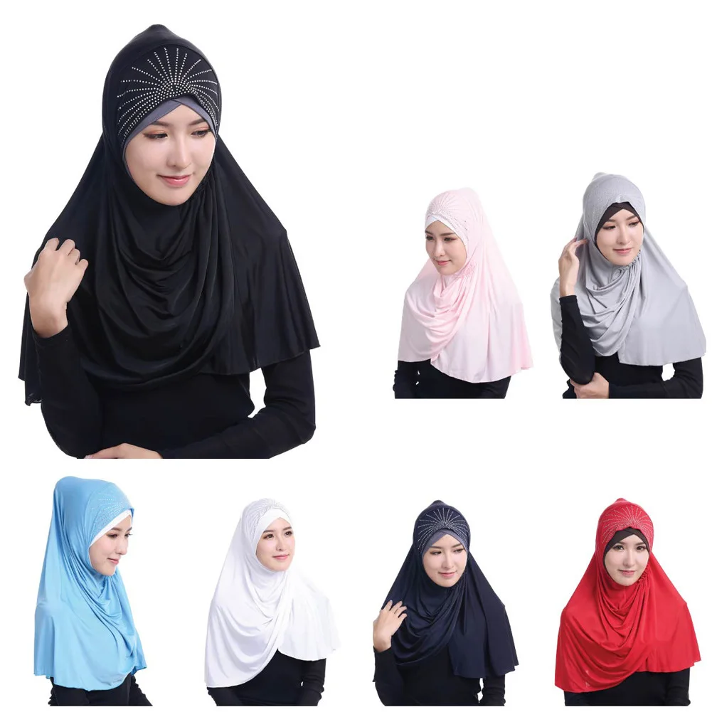 75*75cm muslim scarf women Ice Silk Fashion Headscarf with Drill Cover Pure color turban muslim hidjab Fashion Plain Hijabs
75*75cm muslim scarf women Ice Silk Fashion Headscarf with Drill Cover Pure color turban muslim hidjab Fashion Plain Hijabs