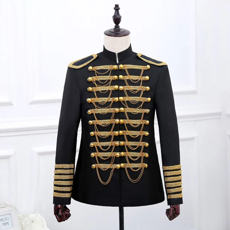 Mens Military Blazer Jacket DJ Nightclub Bar Sequin Blazer Men European Court Costume Homme Wedding Groom Cosplay Blazer Homme
Mens Military Blazer Jacket DJ Nightclub Bar Sequin Blazer Men European Court Costume Homme Wedding Groom Cosplay Blazer Homme